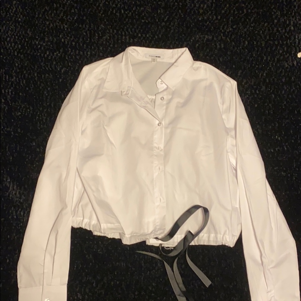 Fashion Nova button up crop top with strings